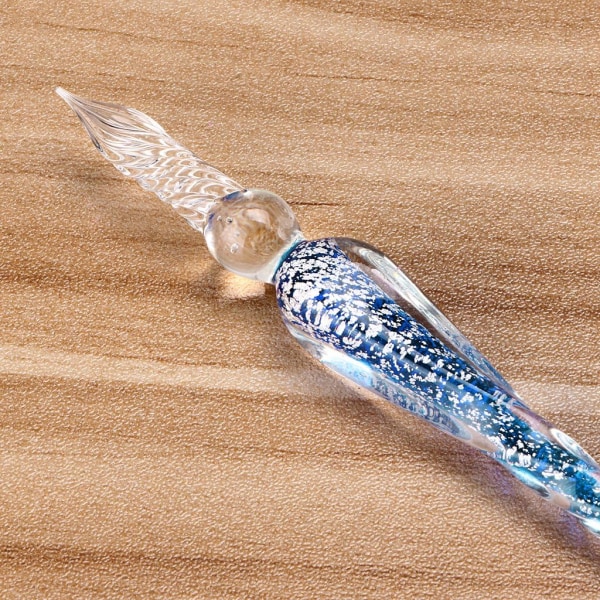 Handgjord glaspenna Kristallglaspenna Kalligrafi Signaturpenna för skrivning Ritning Dekoration Ljusblå