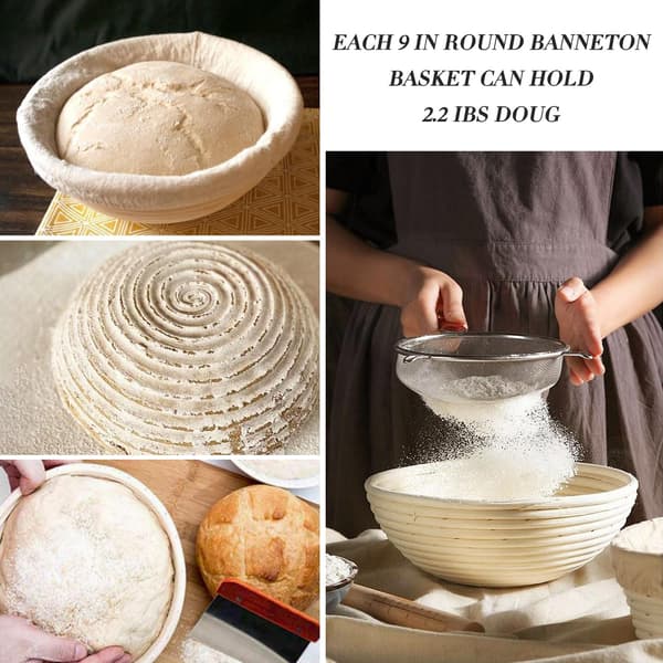 Brødhevekurv, hevekurver for surdeig, heveboller (8,5*3,5 tommer, rund) Round