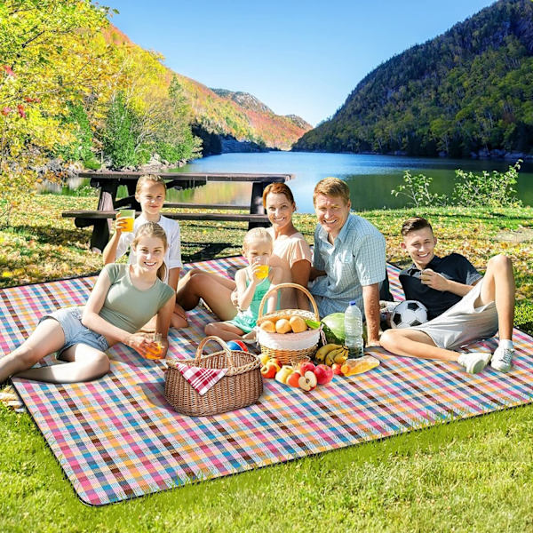 Vedenpitävä piknik-viltti, kannettava rantamatto kantohihnalla ulkoilmaretkeilyjuhliin, suuri taitettava hiekankestävä piknik-matto