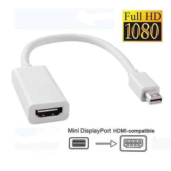 Ny Thunderbolt Mini DisplayPort DP hann til HDMI hunn adapter konverteringskabel for Apple Mac Macbook Pro Air hvit white