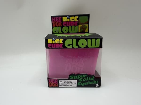 Schylling Nice Cube sensorisk fidget-leke, stresslindrende klemmeblokk, lys rosa isbitdesign, alder 3 og oppover Luminous ice cubes in pink