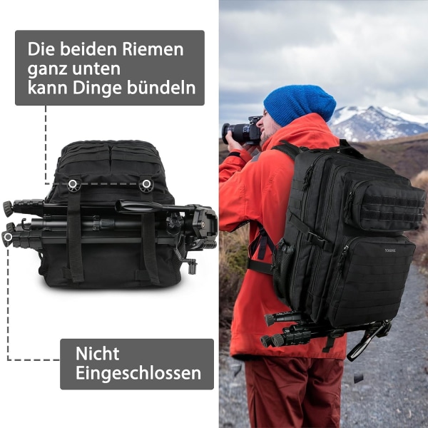 Stor militär ryggsäck herr, 45L utomhus armé vattentät taktisk Bundeswehr-ryggsäck Assault Survival Tactical Travel Backpack