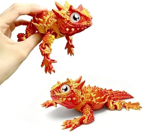 3D-printet øglefigur, 1 stk 3D-printede dyr og 3D-printede leker, fleksibel leddet hornøgle skrivebordsdekorasjon, samleobjektgave Horned Lizard