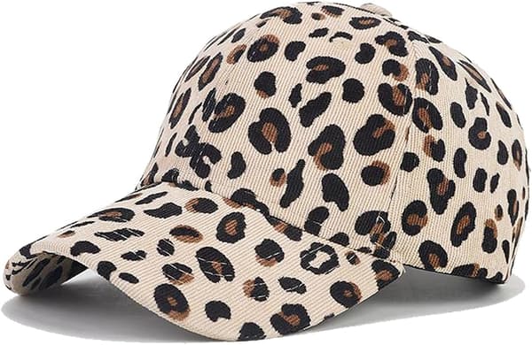 1 x Baseballcaps/solhatt i bomull med leopardmønster – beige Beige