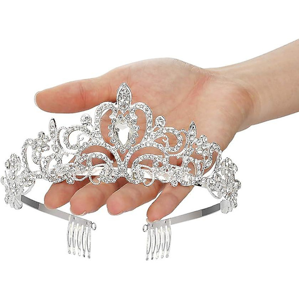 Krystallkrone Tiara, Tiara med Rhinestone Kam for Brud, Pageant, Ball, Bryllup, Prinsessefester, Jubileum