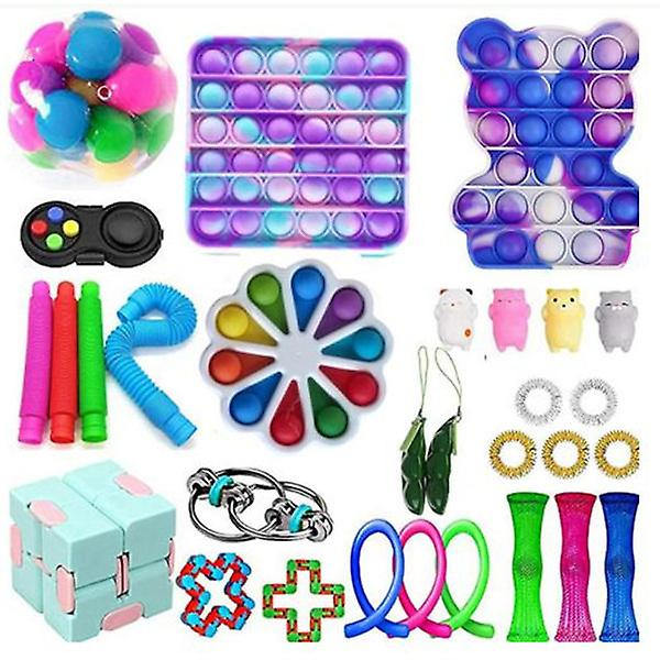PRO 30 st. Fidget Pop it Leksaker Set pack för barn och vuxna