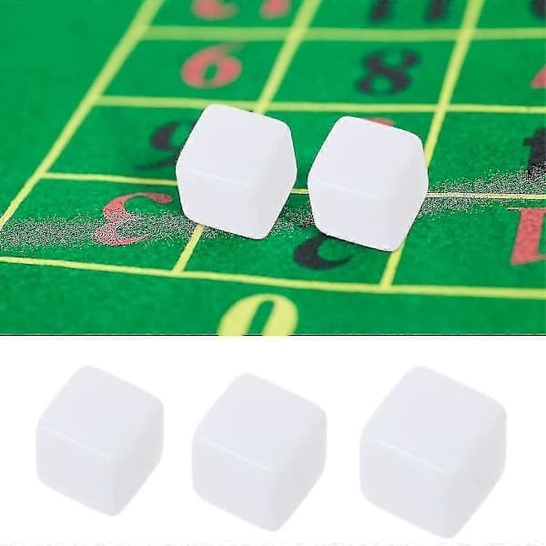 10 stk. firkantede 6-sidede terninger 16mm/18mm/20mm hvide blanke terninger til børnelegetøj