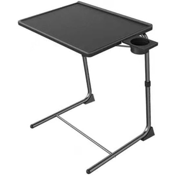 Bærbar justerbar sammenklappelig bord Stue TV Computer bord Multifunktionel med kopholder Sort/Hvid