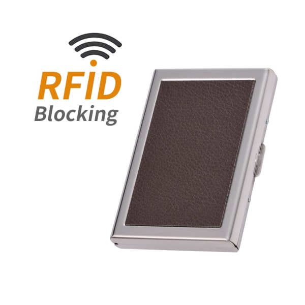 RFID-kreditkortholder-punge til kvinder eller mænd Slanke kreditkortbeskytter i rustfrit stål og PU-læder til at holde hæveautomatkort (kaffe)