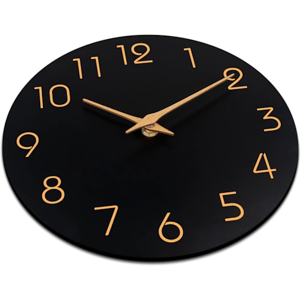 Væg ur, batteridrevet lydløs ikke-tikende - Rose Gold tal ur dekorativ (10\" sort)