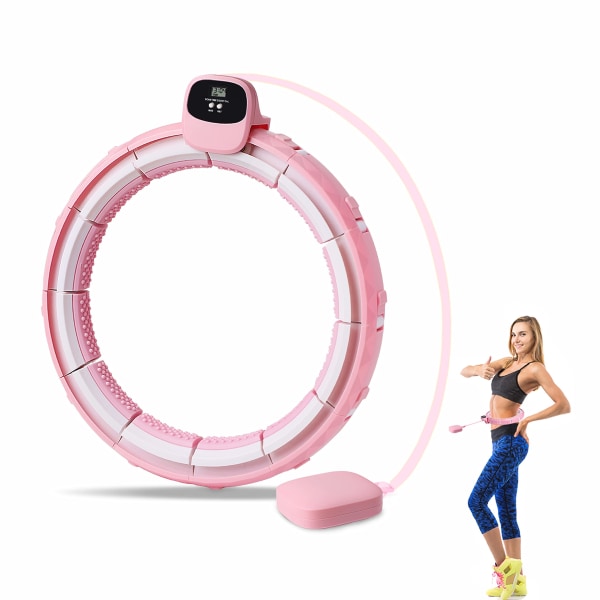 Viktad Hoola Smart Hoop för vuxna barn, träningsmassage 2 i 1, icke-fallande viktad fitness med 16 löstagbara knutar 360° Auto-Spinning