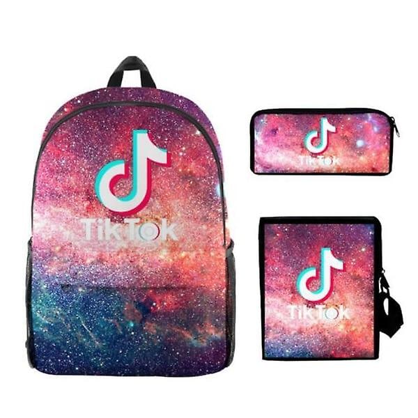 Tik-Tok Backpack + Shoulder Bag + Pencil Case Christmas Gifts- Pink Blue