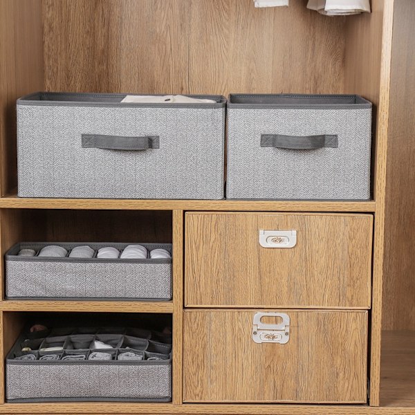 Enkel oppbevaringsboks i non-woven stoff, skuffestil, oppbevaring av diverse organisering, stoffoppbevaringsboks, firkantet boks (svart)