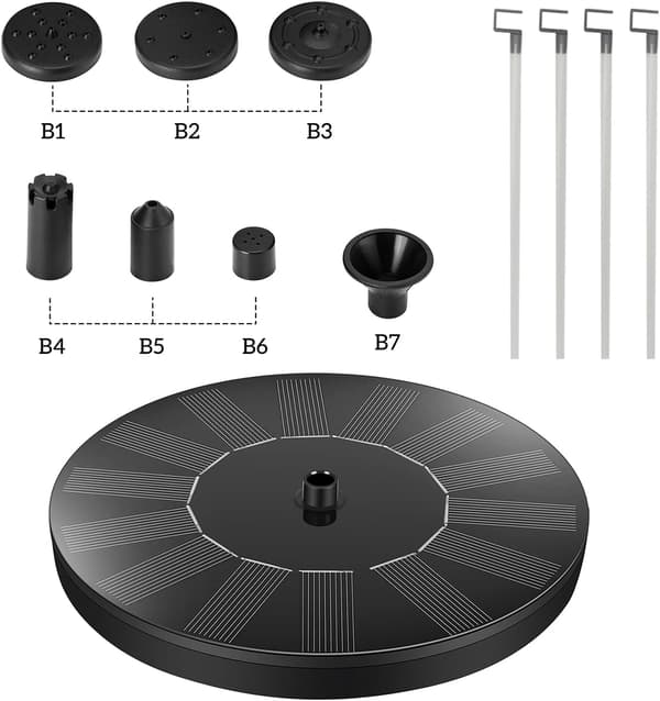 Solar springvandspumpe, soldrevne vandfunktioner med 7 dyser til haven, flydende damspumpe (16*4,5 cm)