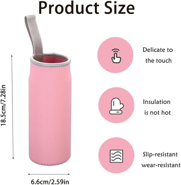 1 stk. utendørs turkopphylse (550 ml, rosa) | Isolert vannflaskepose med sikker bærestropp. pink