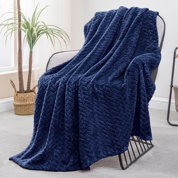 1 stk. stort fleecetæppe til sofa, mørkeblå | 127x178 CM, blødt åndbart fluffy tæppe. dark blue