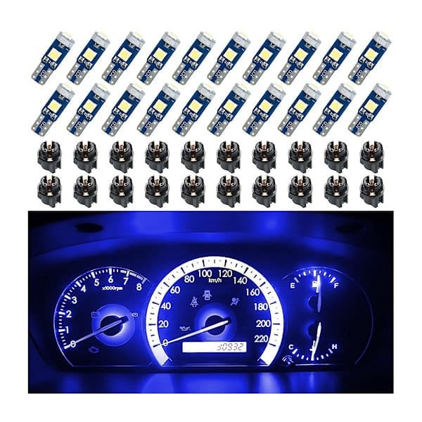 20 st T5 LED-lampor för bilinstrumentbräda, mätare, indikator, 3030-3smd lampbyte med vridning