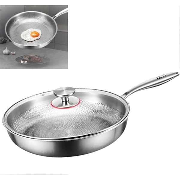 Titanium Hammered Stekepanne Pro med Lokk, Non-Stick Jevn Oppvarming (30cm)