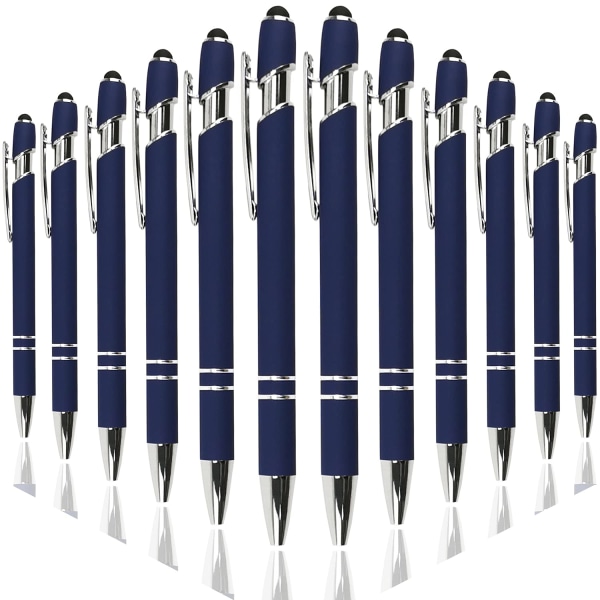 12 ST Kapaktiv kulspetspenna med pekskärm med Stylus Soft Touch 2 i 1 Stylus-kulpenna (mörkblå - 12 pennor)