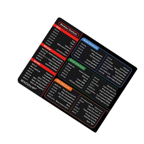 Liten musematte i naturgummi - 210x260x2mm med hurtigtaster, kompatibel med Windows, Word, Excel og PowerPoint