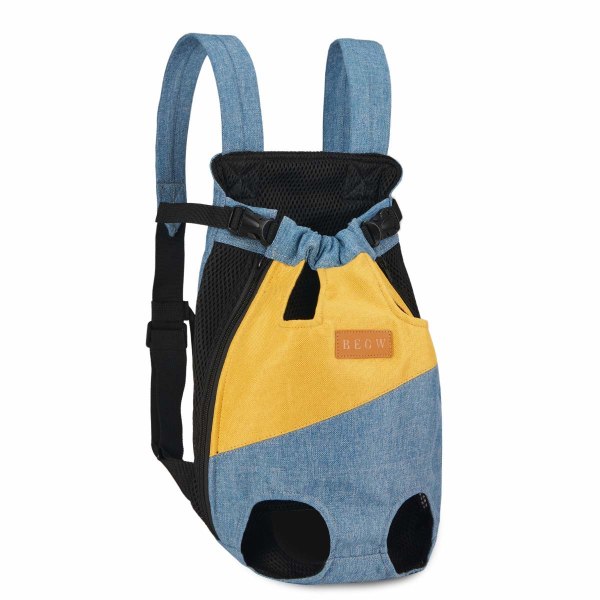 Koirankuljetusreppu pienille keskikokoisille kissoille, säädettävä eturintareppu matkalaukku, hengittävä mesh(M，sininen ja keltainen)