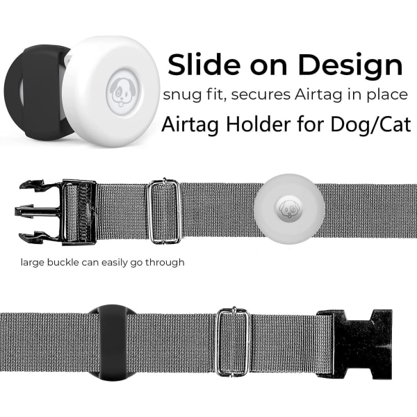 Airtag hundehalsbåndsholder [2 pakke] Silikone Vandtæt beskyttende luftmærke til kattehalsbånd, til Apple Airtags Kompatibel med kæledyrshalsbånd Loop Hunde Katte