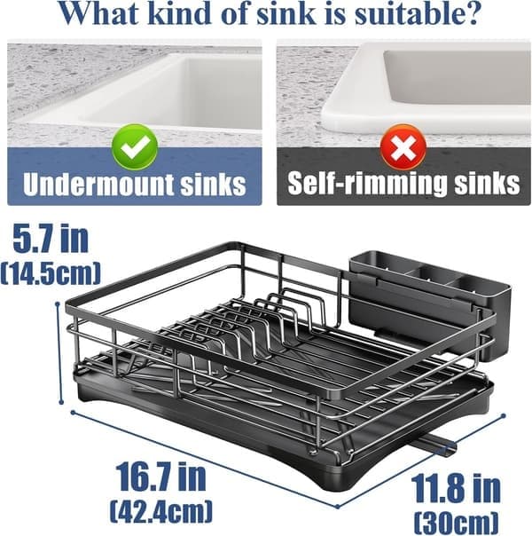 Bestickställ för köksbänk, stort bestickställ (med dräneringsspår)