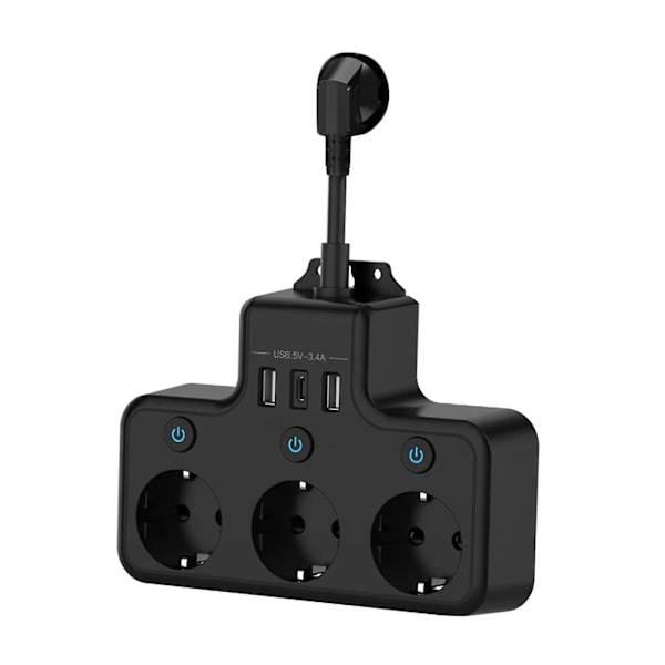Strømskinne EU-adapter Hurtigopladning, 4000W 16A, Rejsestikadapter Udtag Elektrisk Stik