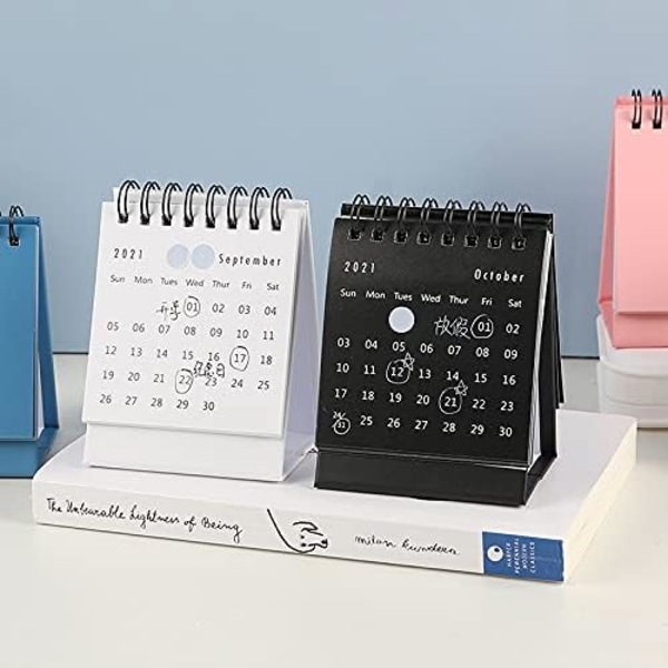 Nytårskalender 2022 Lille skrivebordskalender Simpel skrivebordsspole Notesblok Kraftpapirkalender Dagsplan Årlig dagsorden2,95"X 3,94" (blå)