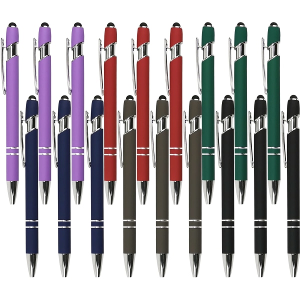 18 st kapaktiv kulspetspenna med pekskärm med Stylus Soft Touch 2 i 1 Stylus-kulpenna (6 färger - 18 pennor)