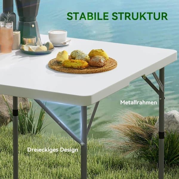 Rootz Sammenklappeligt Picnicbord, Justerbart Højde Campingbord, 86x86x74cm, Nem Transport