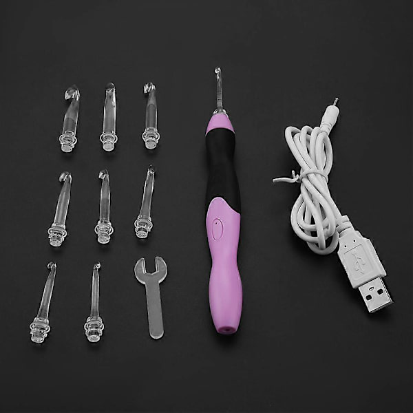 9-i-1 USB-laddningsbar LED-upplyst virkningsset med rosa fodral