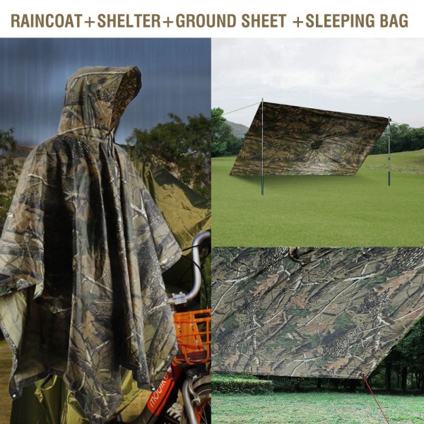 Regn Poncho Vandtæt Camouflage Regn Poncho Genanvendelig Camouflage Regnjakker Rain Cape