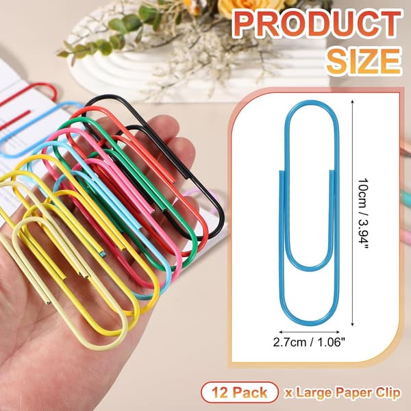10 cm / 4 tum extra stor gem, 12-pack, för dokument, gör-det-själv-hantverk, hemmakontor, blå blue
