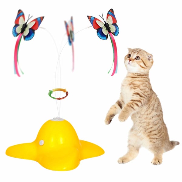 Katteleker, interaktiv katteleke sommerfugl morsom øvelse Elektrisk fladder Roterende kattungeleker, katteteaser med erstatning