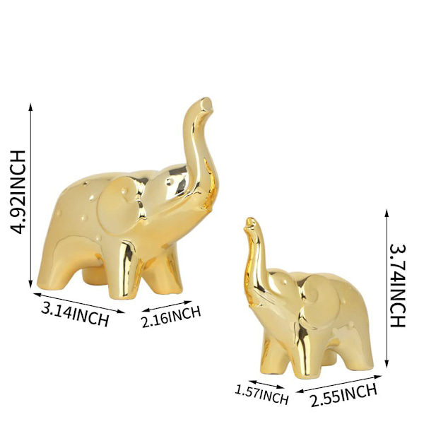 Moderne stil et par elefant keramiske statue hjem indretning skrivebord bogreol stue dekorationer (guld/sølv)