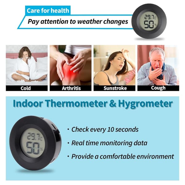 Mini hygrometertermometer, LCD digitalt hygrometer, lite innendørs hygrometertermometer, hjemmetermometer hygrometer, reptil 4pc