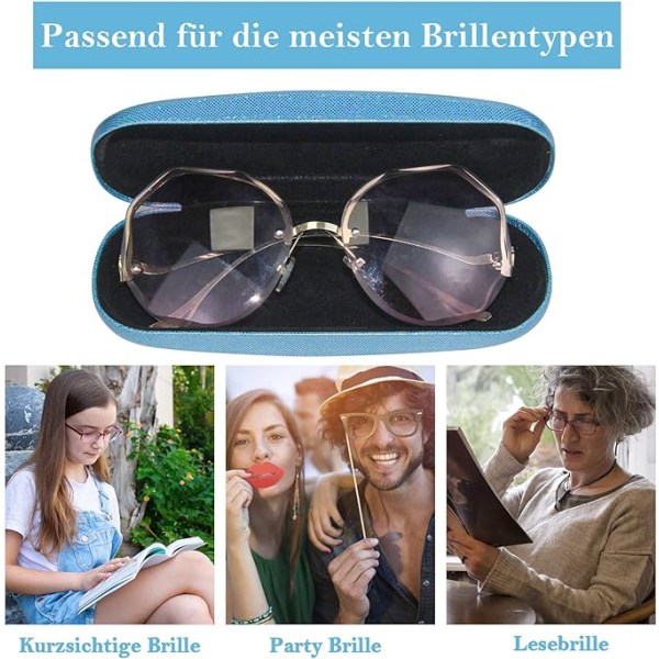 3-delat case hårt case, bärbar glasögonväska, reptålig glasögonlåda dam med rengöringsduk för glasögonförvaring