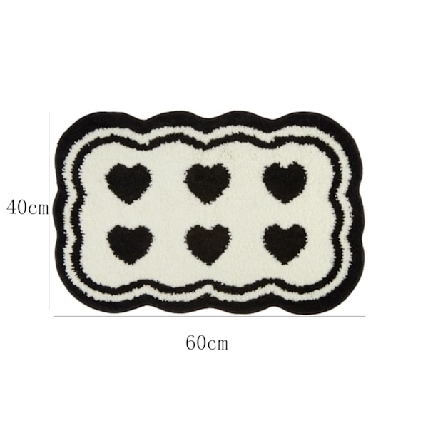 Hjerteformet baderomsteppe toalett dørmatte soverom teppe sklisikker vannabsorberende maskinvaskbar 40*60cm