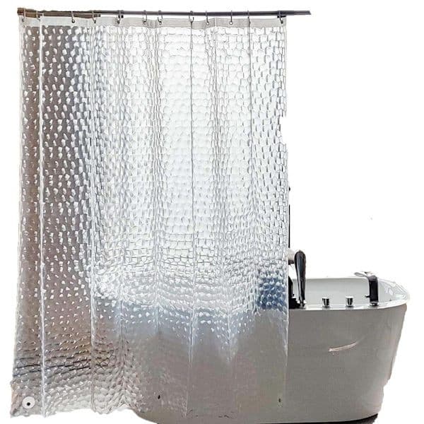Vattentätt duschdraperi 180×180 cm – Med bottenmagnet, vikt & 3D-vattenkubsmönster