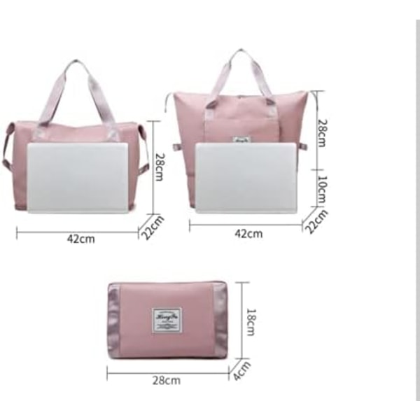 Bærbar Foldebar Stor Kapacitet Vandtæt Oxford Stof Rejsetaske, Rejse Letvægts Shopping Gym Sports Carry-On Taske (Pink)