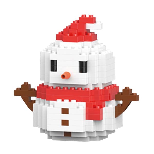Jule Micro Byggeklodser Sæt, DIY Mini Mursten Legetøj til Børn og Voksne, Pædagogisk Julepynt, Julegave Dukker Red Snowman