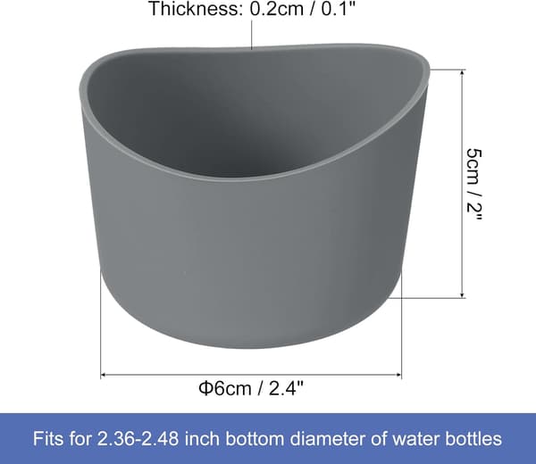 6 cm beskyttende silikone støvleærme, grå, 2 stk. | til 12-24 oz, vandflaske bund silikone skridsikker ærmeovertræk 6cm gray