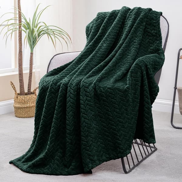 1 stk. stort fleecetæppe til sofa, mørkegrøn | 127x178 CM, blødt, åndbart, luftigt tæppe. dark green