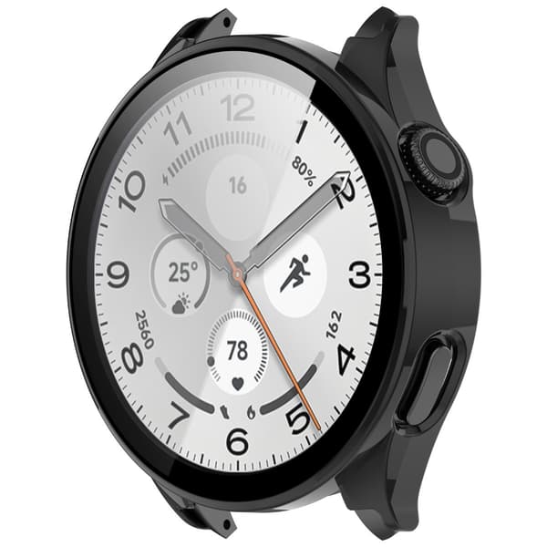 Suojaava PC-kotelo karkaistulla lasilla Xiaomi Watch 5:lle - Täysin peittävä musta Black