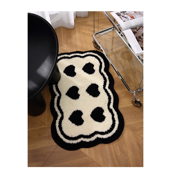 Hjerteformet baderomsteppe toalett dørmatte soverom teppe sklisikker vannabsorberende maskinvaskbar 40*60cm
