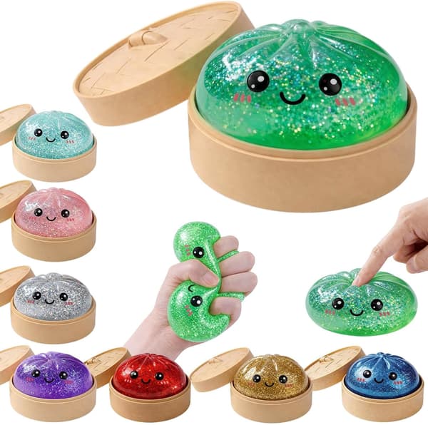 Glitter Dumpling Squishies Mystery Box, Mjuk Dumpling Stressavlastande Sensorisk Leksak för Vuxna (Grön) green