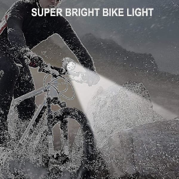Sykkellykt, 6000 Lumen 5-LED Sykkel Frontlys, Vanntett MTB Hodelykt med Oppladbart Batteri, 3 Moduser, Sikkerhet for Nattsykling