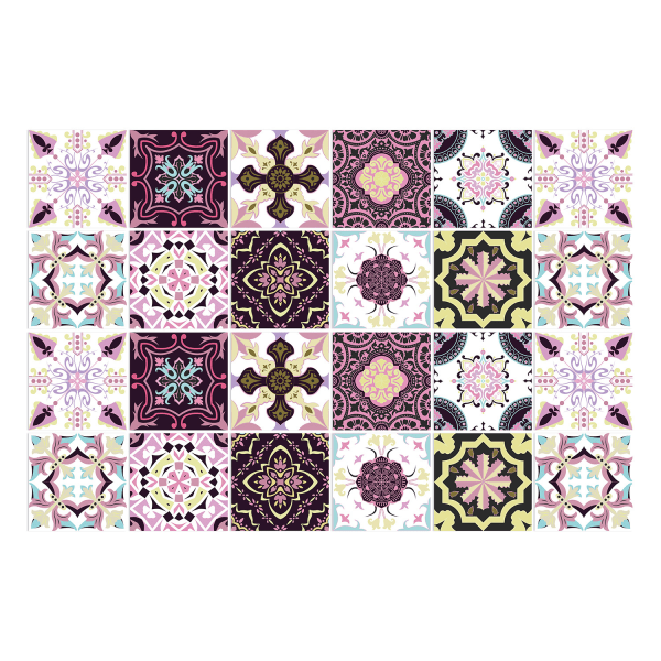 24st lila marockanska kakelklistermärken, rosa väggkakelklistermärken för kök badrum, skala och fästa på kakelöverföringar täcker dekaler (15cm x 15cm)