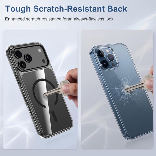 1 stk. gennemsigtigt magnetisk telefoncover til iPhone 18 Pro, slankt og let design, sort 18pro black